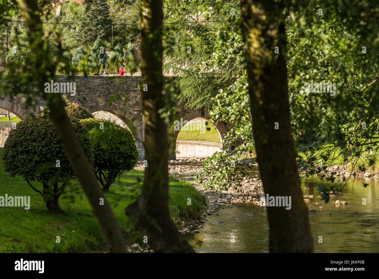 Brücke in die Wieden, Galizien, Spanien. Camino de Santiago. Stockfoto