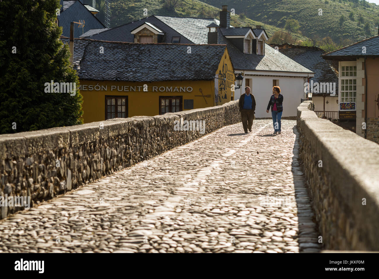 Brücke in die Wieden, Galizien, Spanien. Camino de Santiago. Stockfoto