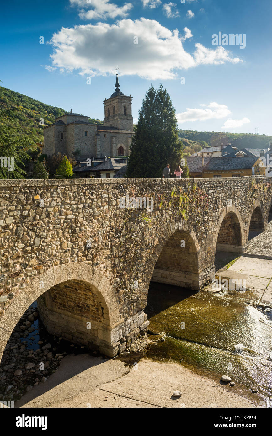 Brücke in die Wieden, Galizien, Spanien. Camino de Santiago. Stockfoto