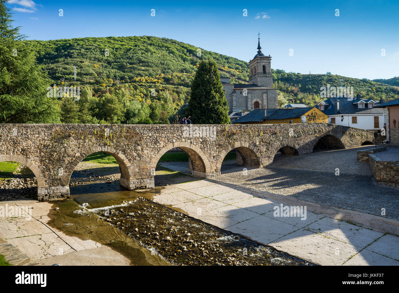 Brücke in die Wieden, Galizien, Spanien. Camino de Santiago. Stockfoto