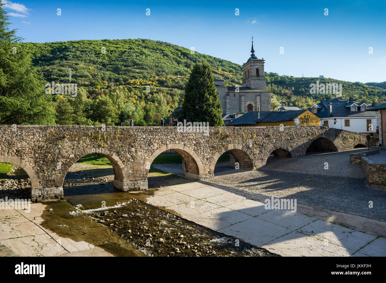 Brücke in die Wieden, Galizien, Spanien. Camino de Santiago. Stockfoto
