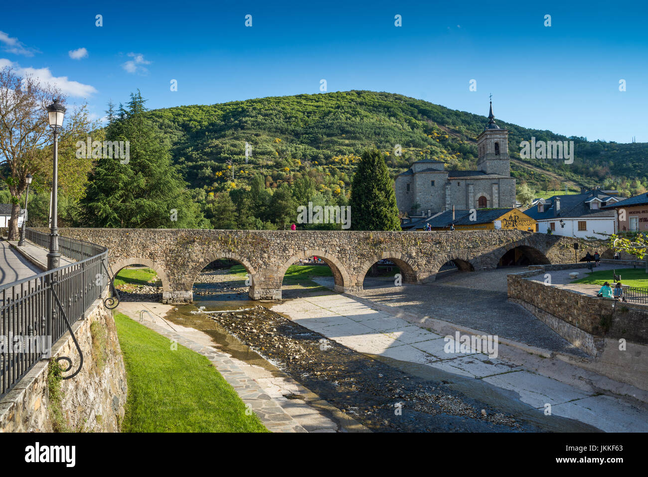 Brücke in die Wieden, Galizien, Spanien. Camino de Santiago. Stockfoto