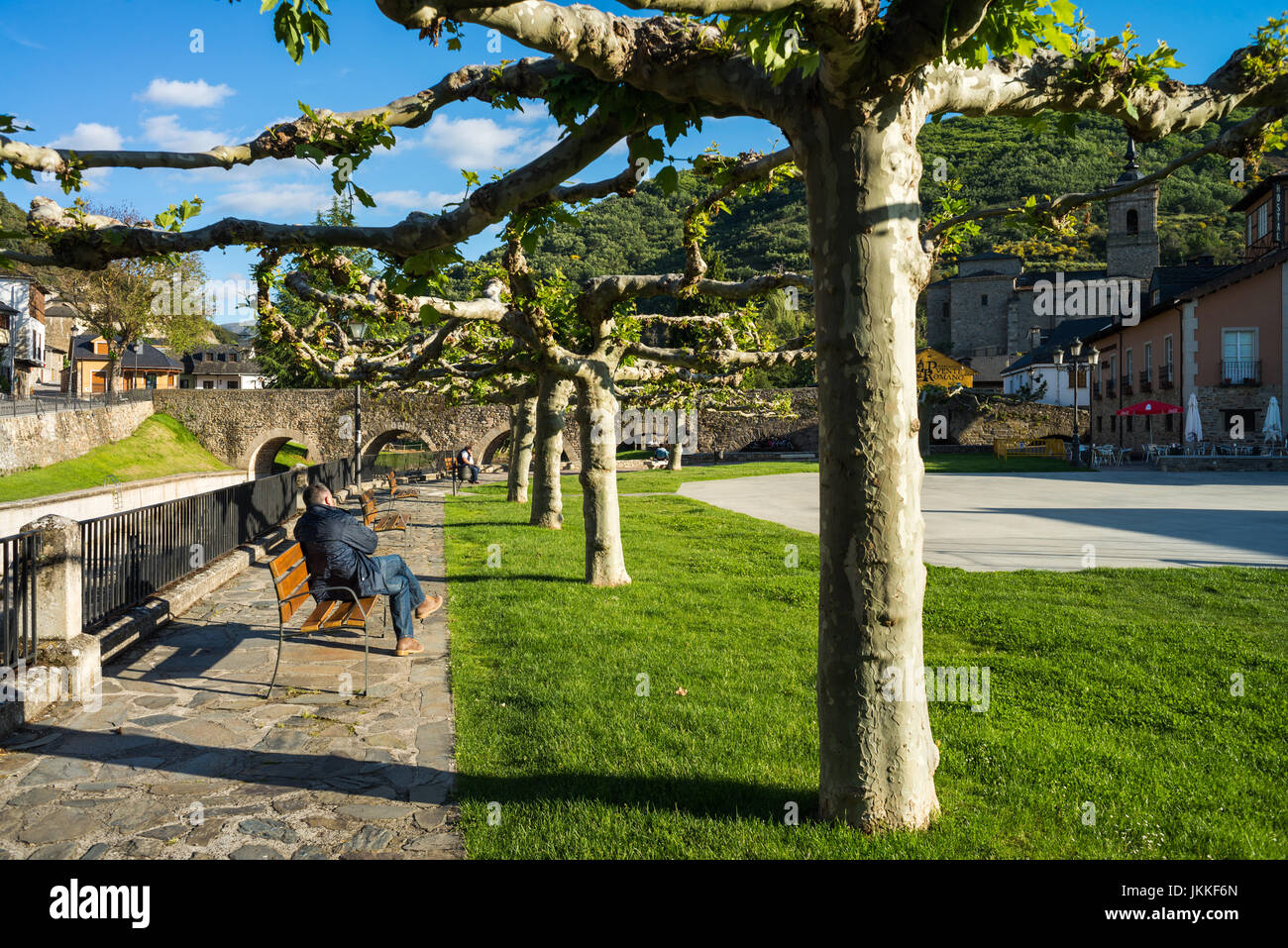 Brücke in die Wieden, Galizien, Spanien. Camino de Santiago. Stockfoto