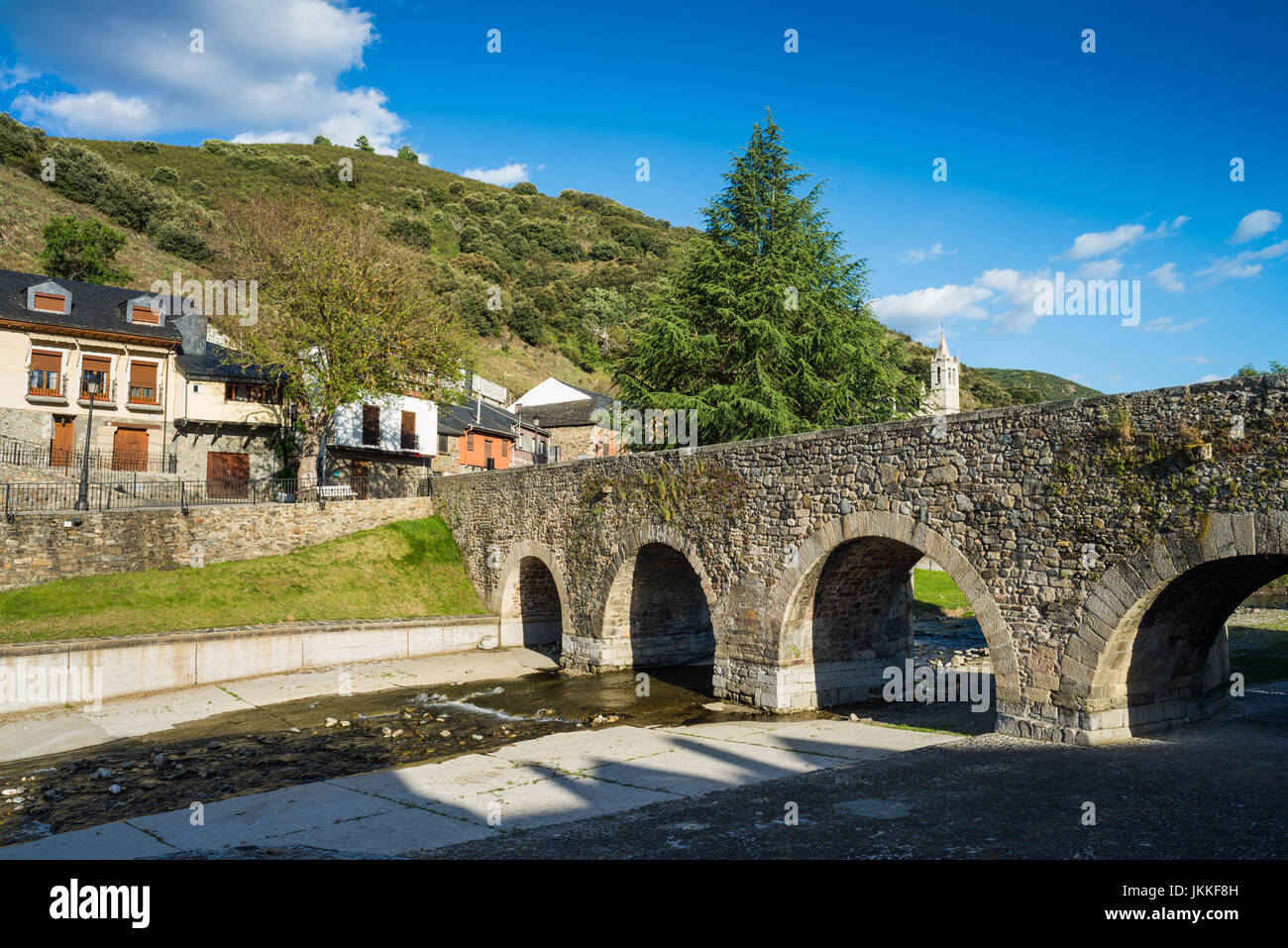 Brücke in die Wieden, Galizien, Spanien. Camino de Santiago. Stockfoto