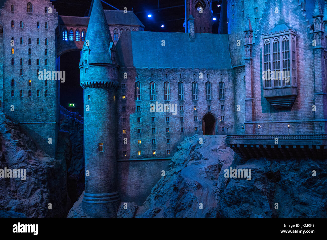 LEAVESDEN, UK - 19. Juni 2017: Ein großes und kompliziertes Modell des Hogwarts Schloss, bei der Herstellung von Harry Potter Studio Tour bei der Warner Bros. St Stockfoto