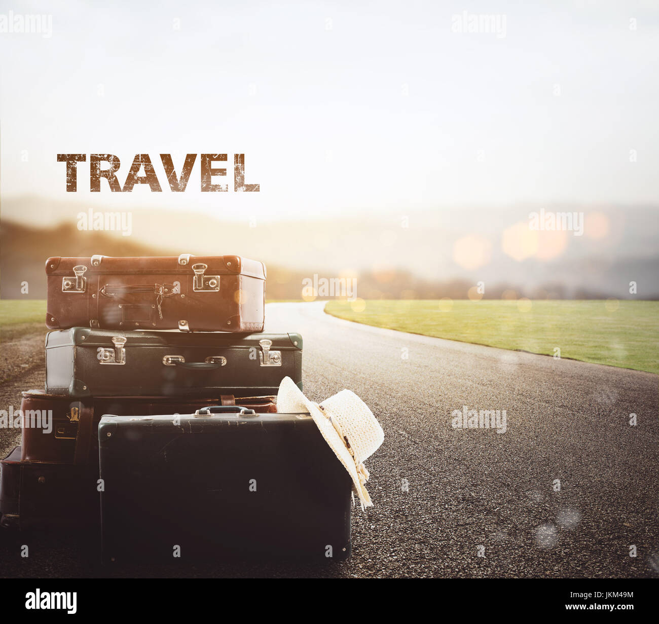 Gepäck auf asphalt Stockfoto