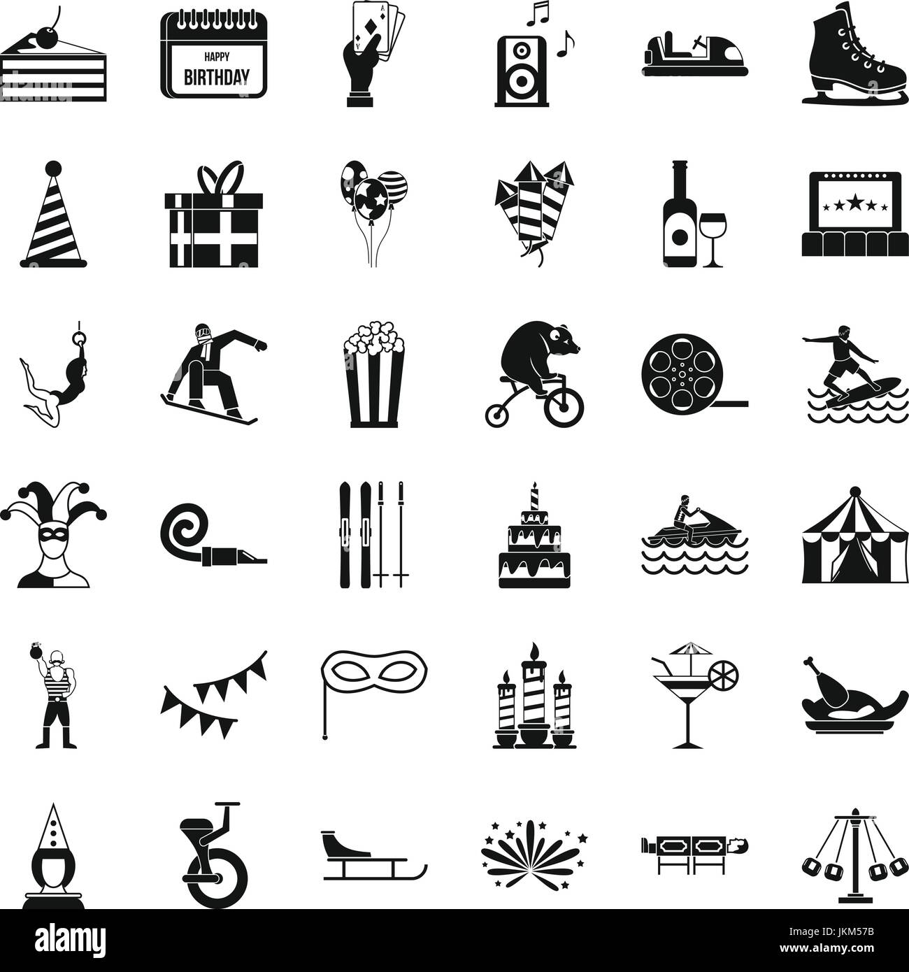 Vergnügungspark Icons Set, einfachen Stil Stock Vektor