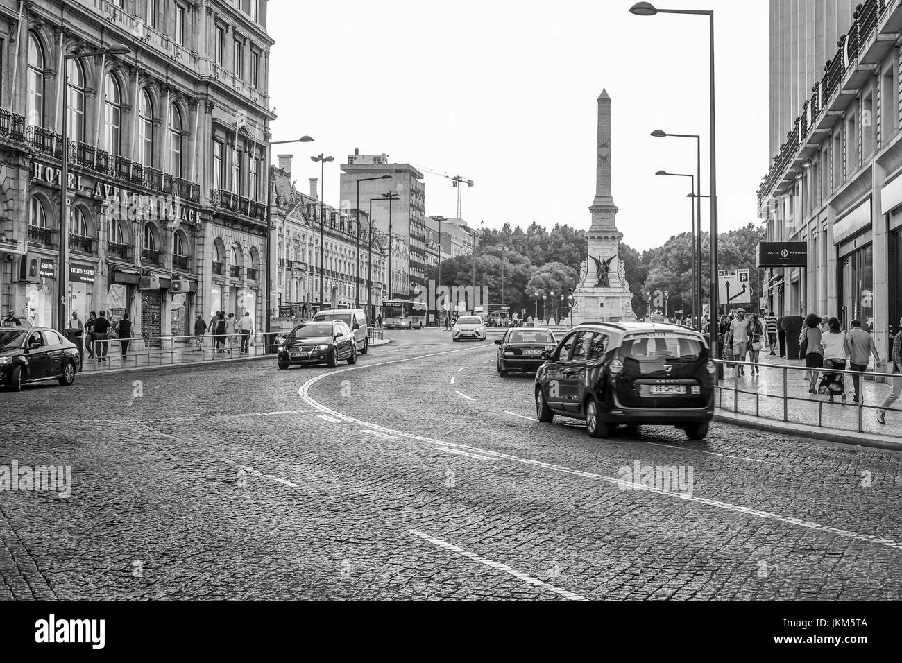Blick auf die Straße im Zentrum von Lissabon Stockfoto