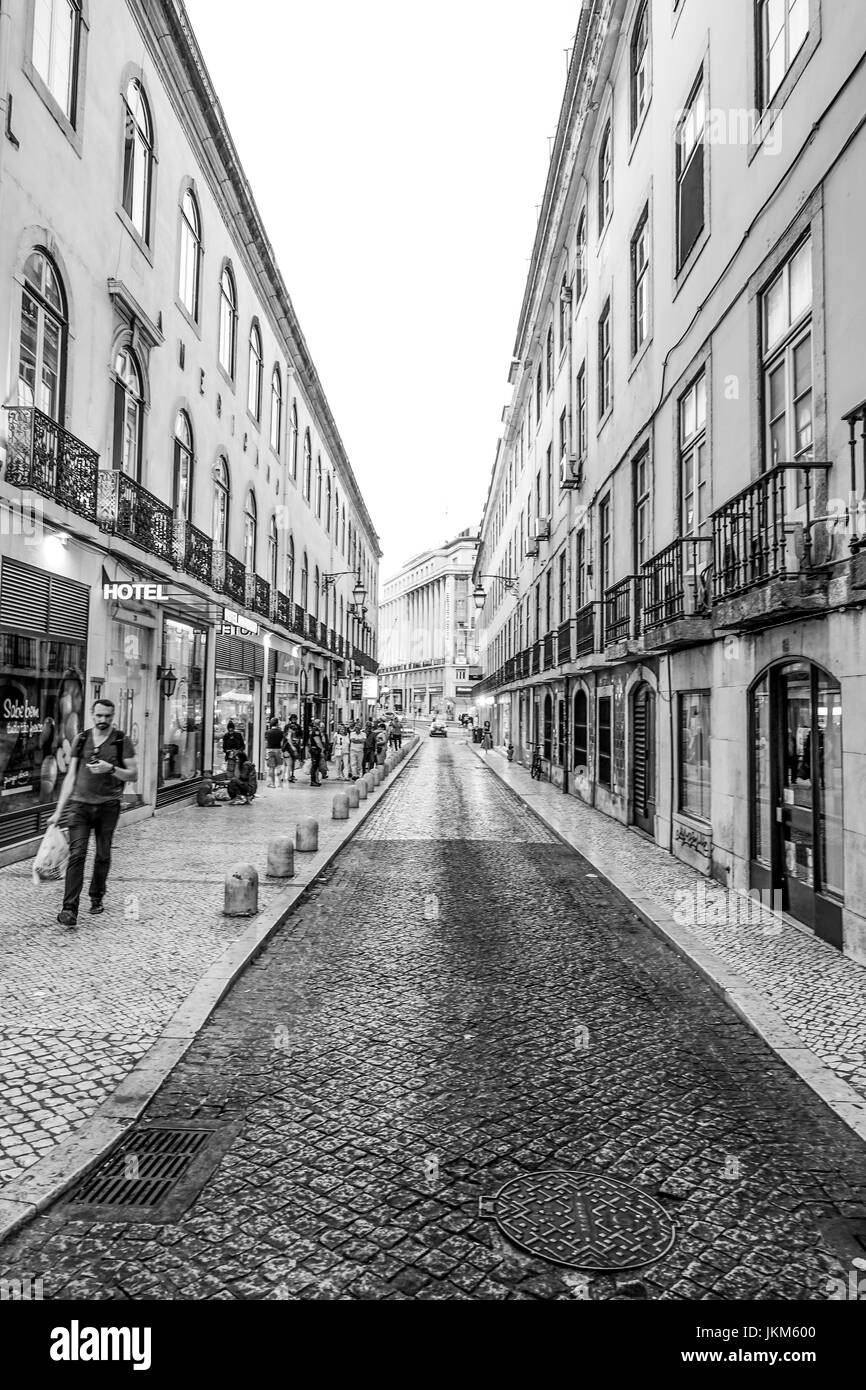 Fußgängerzone im Zentrum von Lissabon Stockfoto
