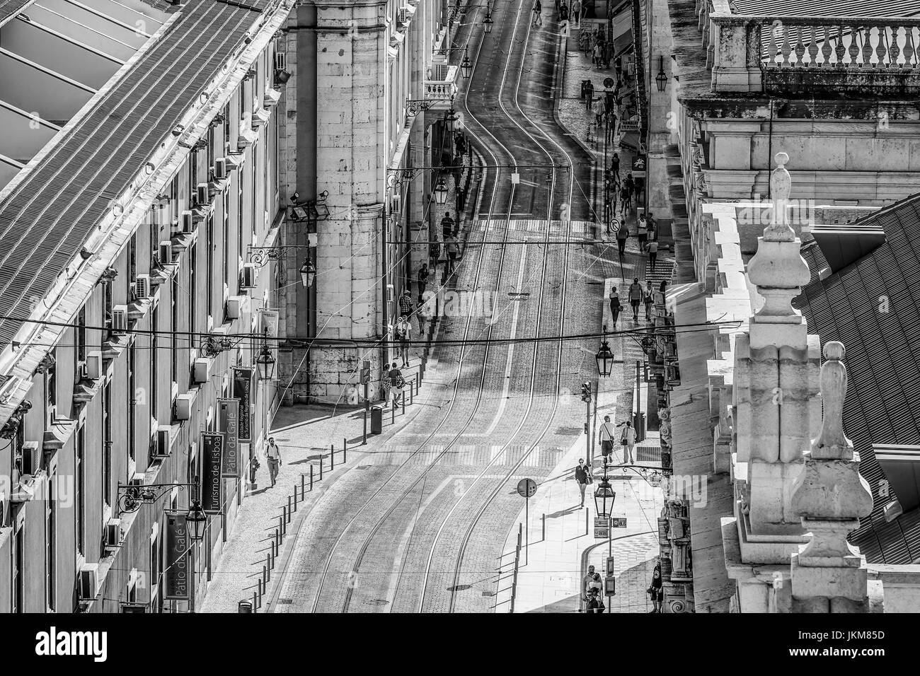 Luftaufnahme über die Straßen von Lissabon - Lissabon - PORTUGAL Stockfoto