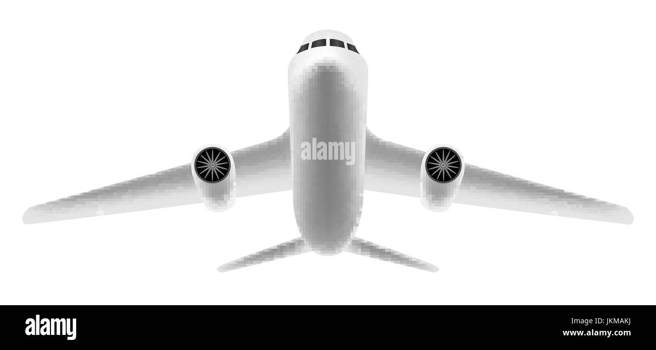 weiße Flugzeug fliegen auf einem weißen Hintergrund Stock Vektor