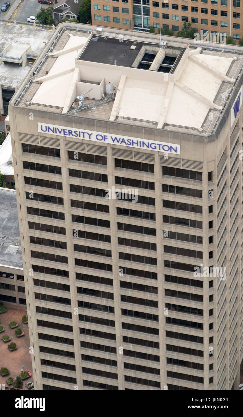 vertikale Ansicht der University of Washington Plaza, Seattle, Washington State, USA Stockfoto