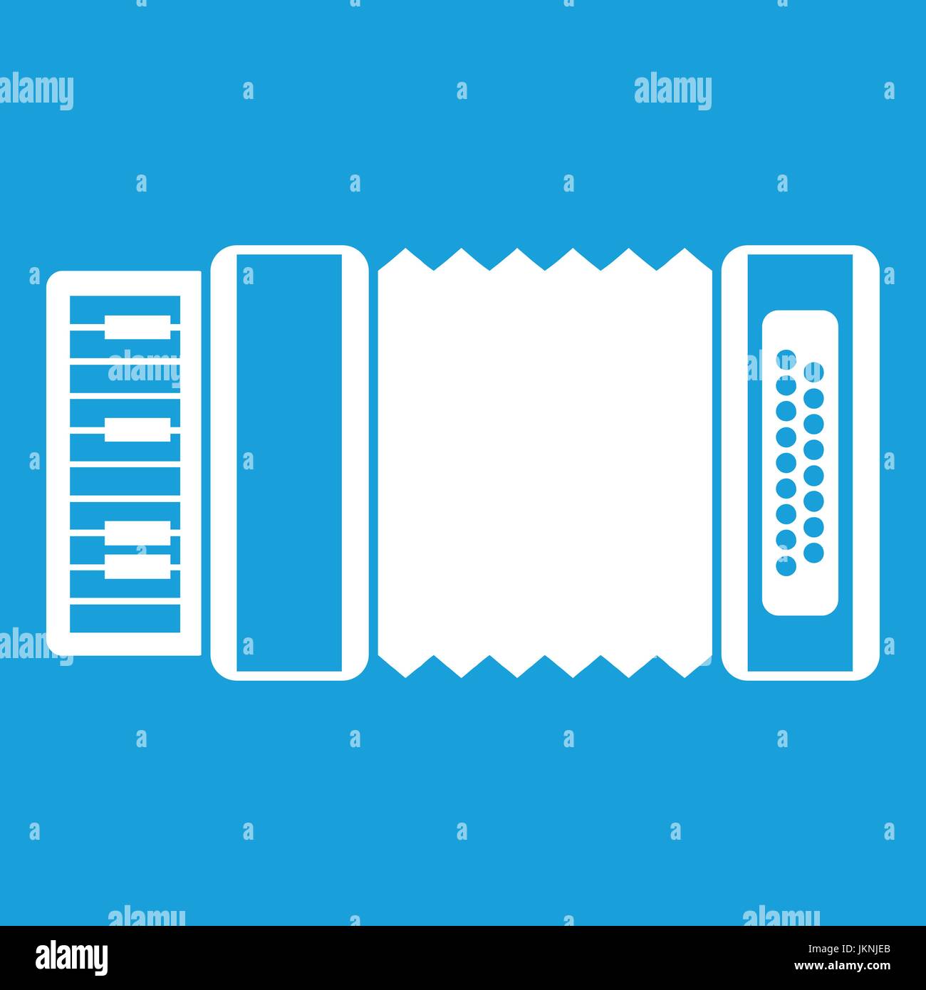 Akkordeon-Symbol weiß auf blauem Hintergrund-Vektor-Illustration isoliert Stock Vektor