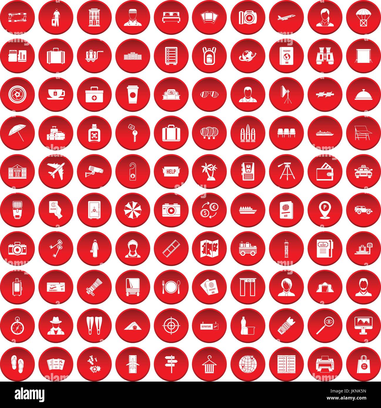 100 Pass Symbole inmitten roter Kreis auf weißem Vektor-Illustration isoliert Stock Vektor