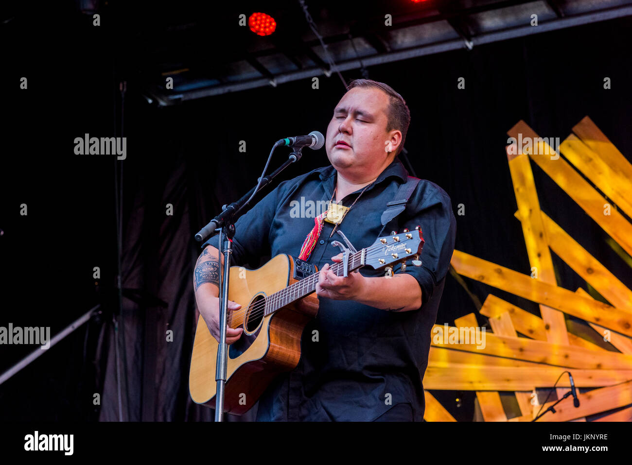 Vancouver, Kanada. 23. Juli 2017. William Prince führt auf die Trommel ist Calling Festival, Kanada 150 Ereignis, Larwill Park, Vancouver, British Columbia, Kanada. Bildnachweis: Michael Wheatley/Alamy Live-Nachrichten Stockfoto