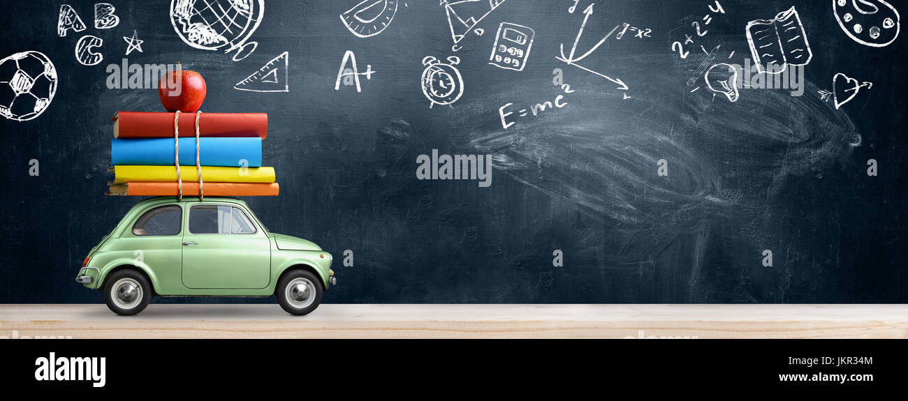 Zurück zu Schule Auto. Stockfoto