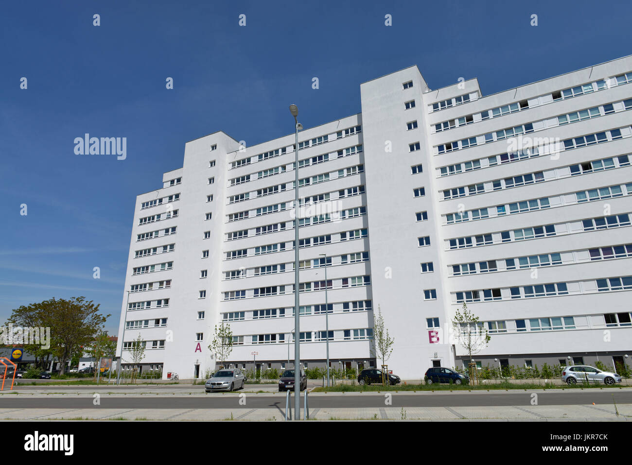 Vorgefertigte Gebäude, Q 216, Frankfurter Allee, hellen Berg, Berlin, Deutschland, Plattenbau, Frankfurter Allee, Lichtenberg, Deutschland Stockfoto