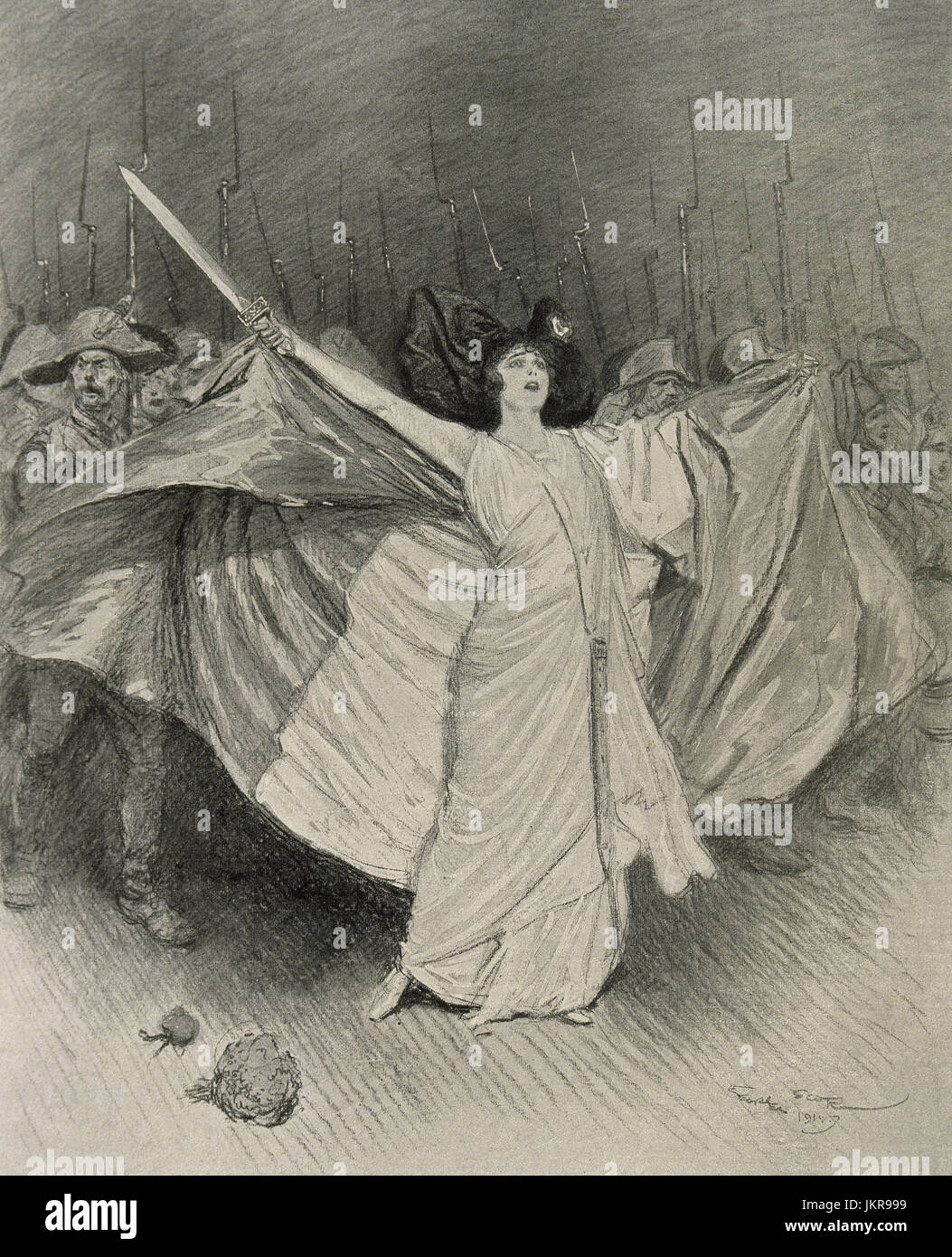 Die Marseillaise. Nationale Hymne von Frankreich von Rouget de Lisle. 1792. Gravur. Stockfoto