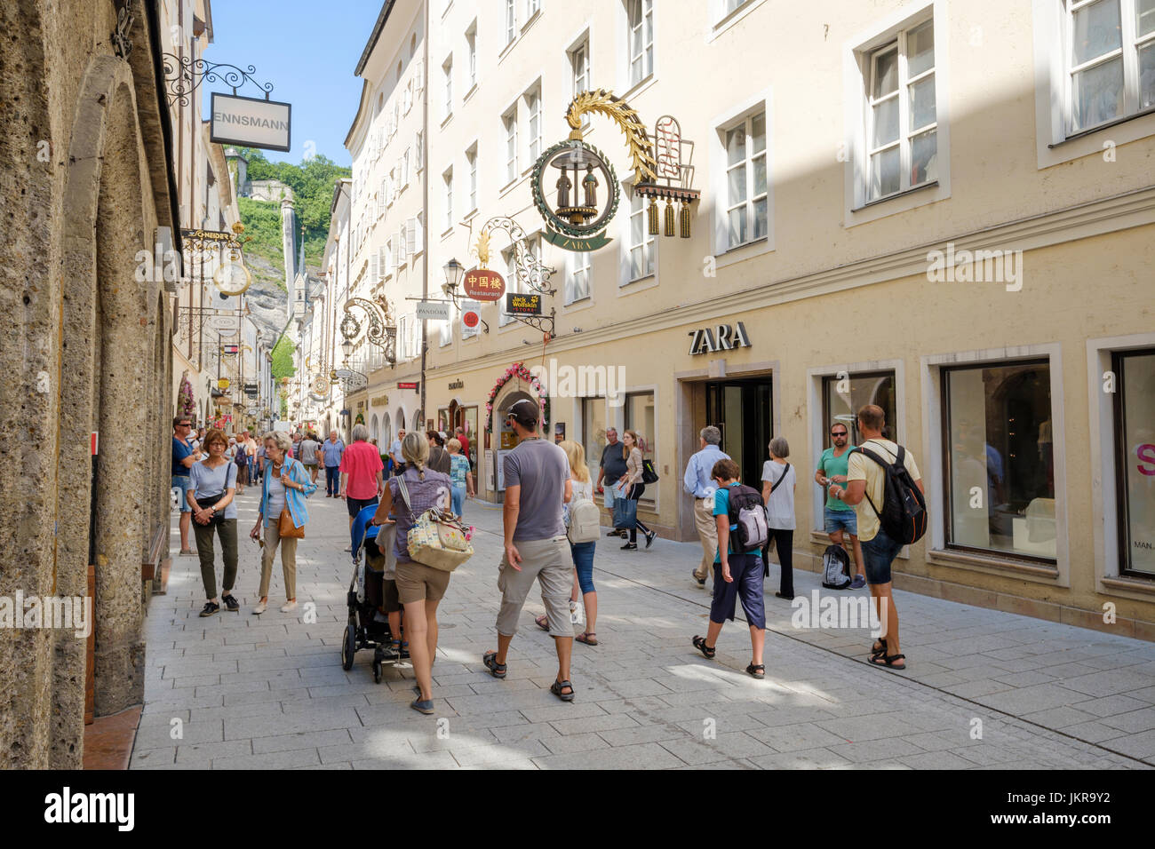 Getreidegasse, Salzburg, Österreich Stockfoto