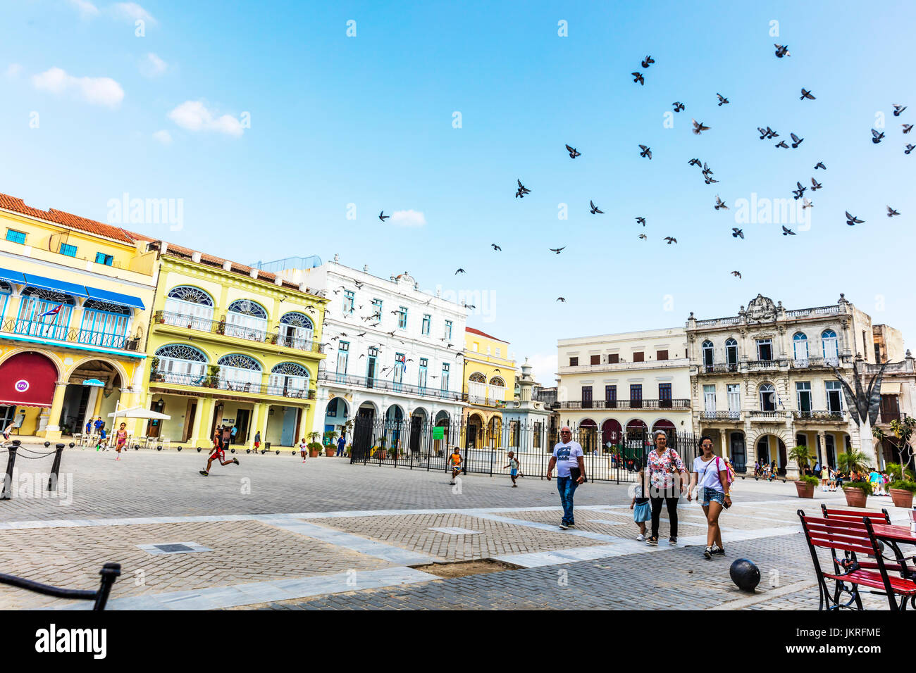 Plaza Vieja Havanna Kuba, kubanische Plaza, Plaza Vieja (Altstadt), Havanna, Kuba, Habana quadratisch, Havanna, Kuba. Plaza Vieja, Habana Vieja, Havanna, Kuba, Stockfoto