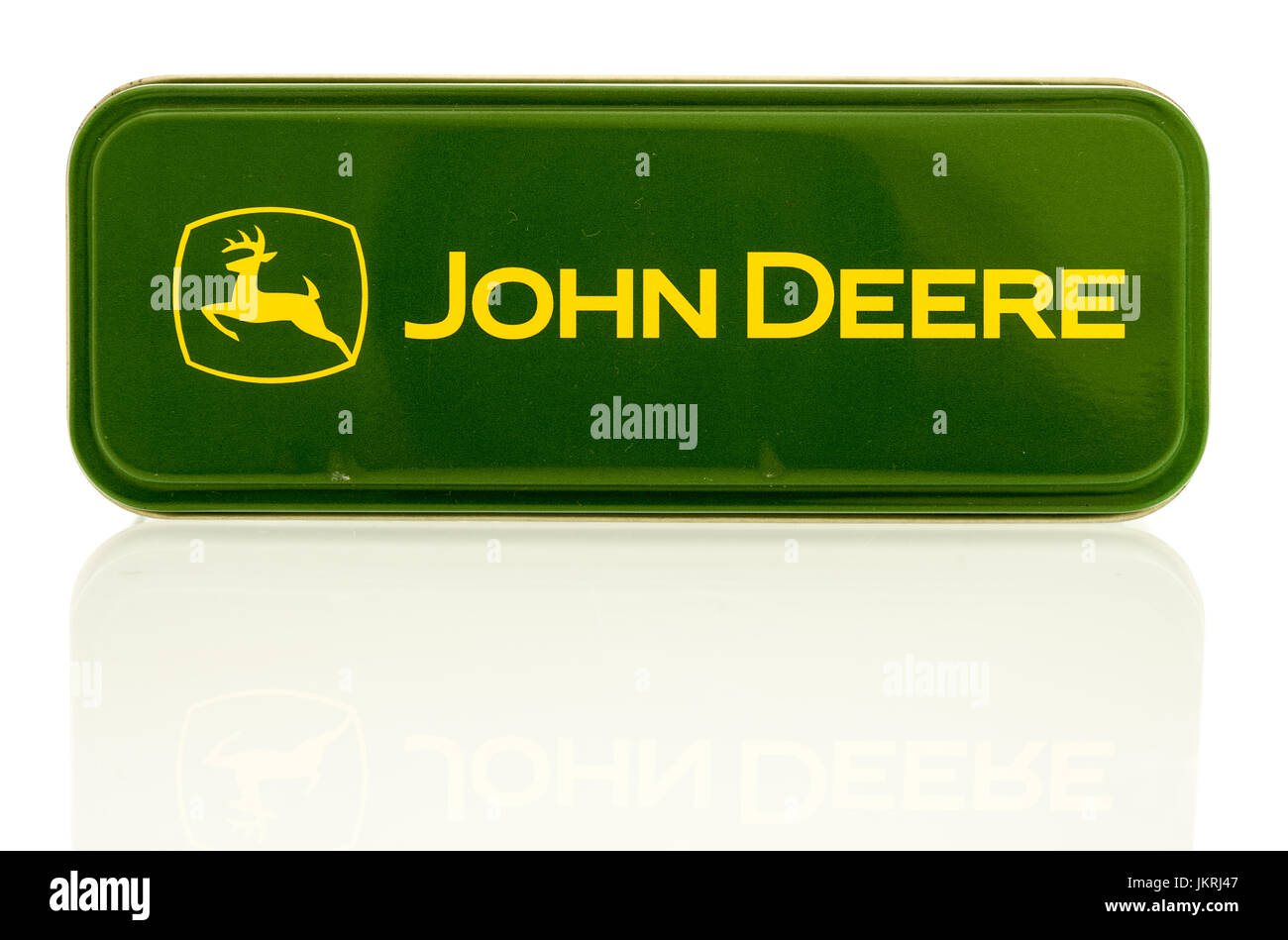 Winneconne, Wisconsin - 22. Juli 2017: A John Deere Messer Box auf einem isolierten Hintergrund. Stockfoto