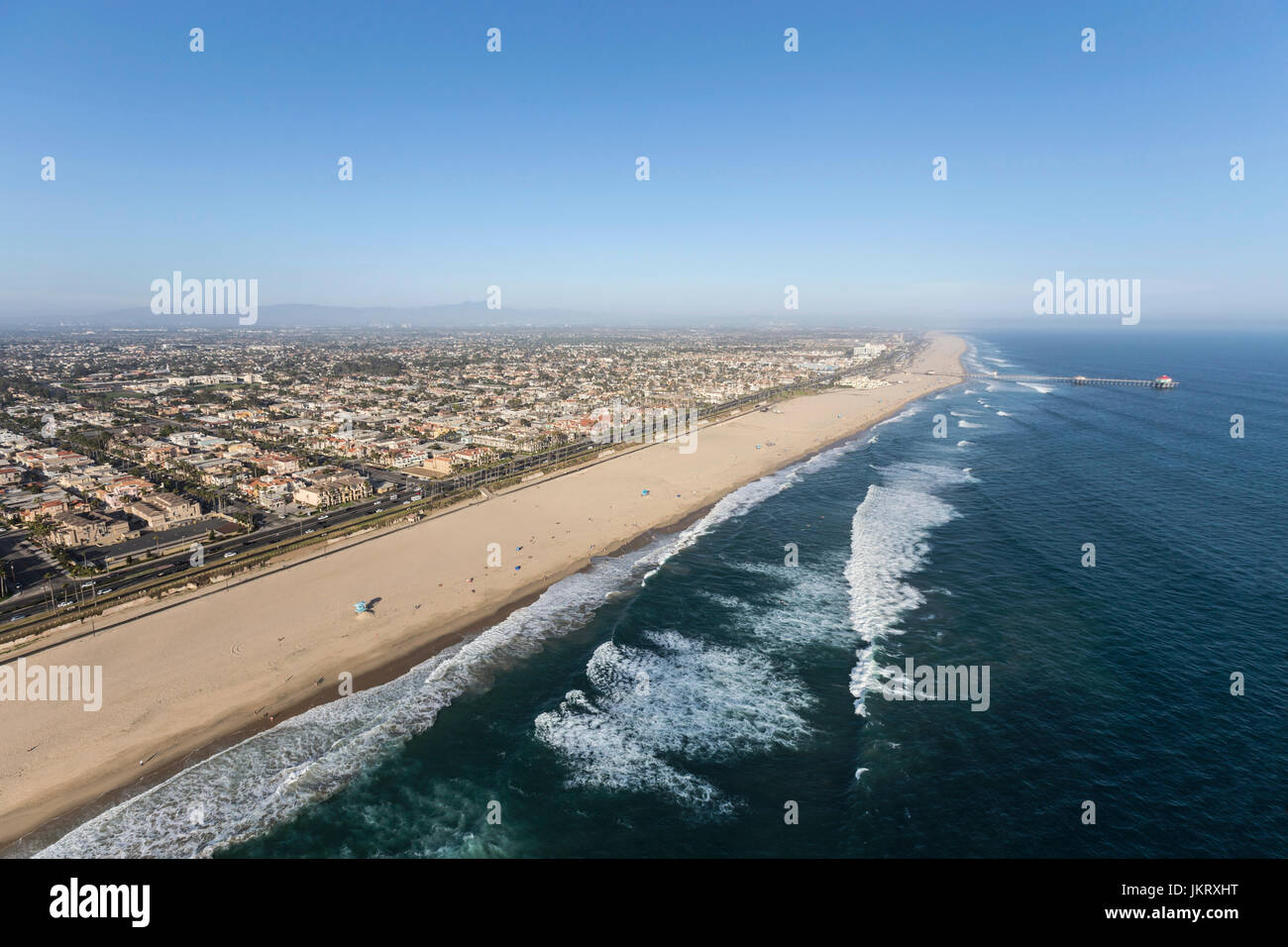 Luftaufnahme von Huntington Beach in Kalifornien. Stockfoto