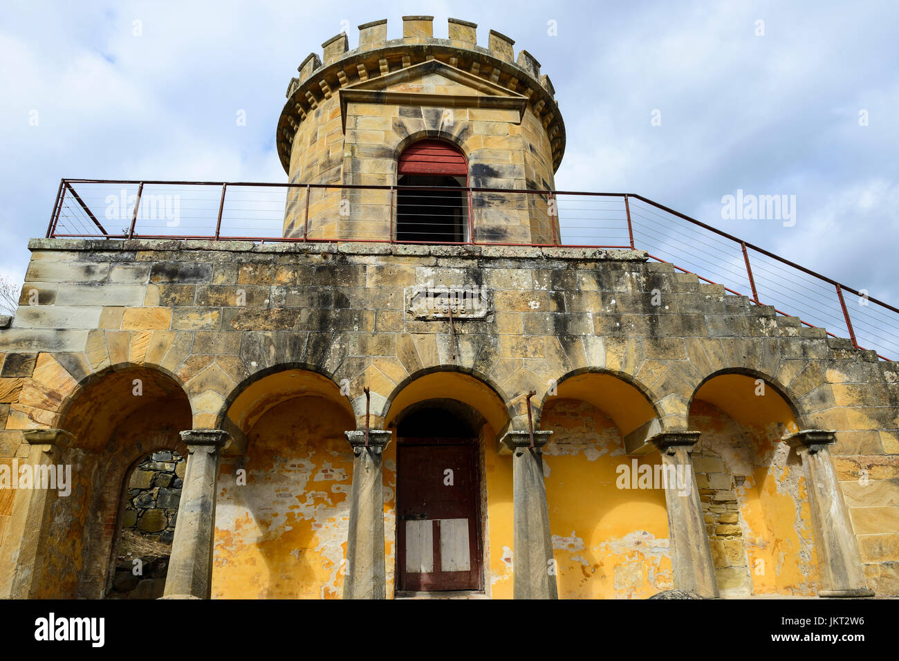 Wache Turm an historische Stätte Port Arthur (ehemaliger Sträfling Siedlung) auf der Tasman-Halbinsel in Tasmanien, Australien Stockfoto