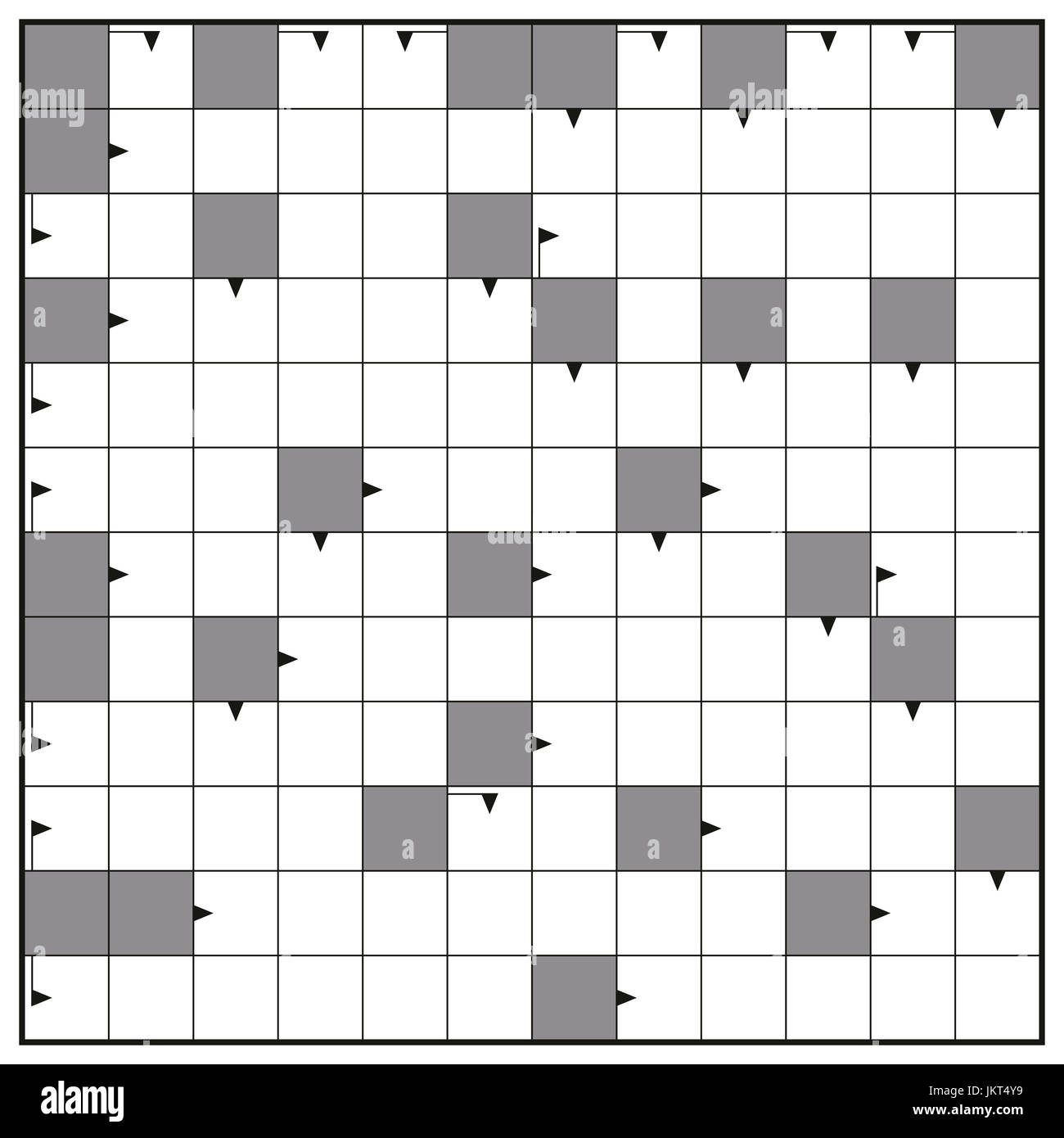 Kreuzworträtsel - leere Crossword Puzzle-Muster, quadratisches Formatvorlage einfügen alle Wörter mit ein bis zwölf Buchstaben für eine klare Botschaft. Stockfoto