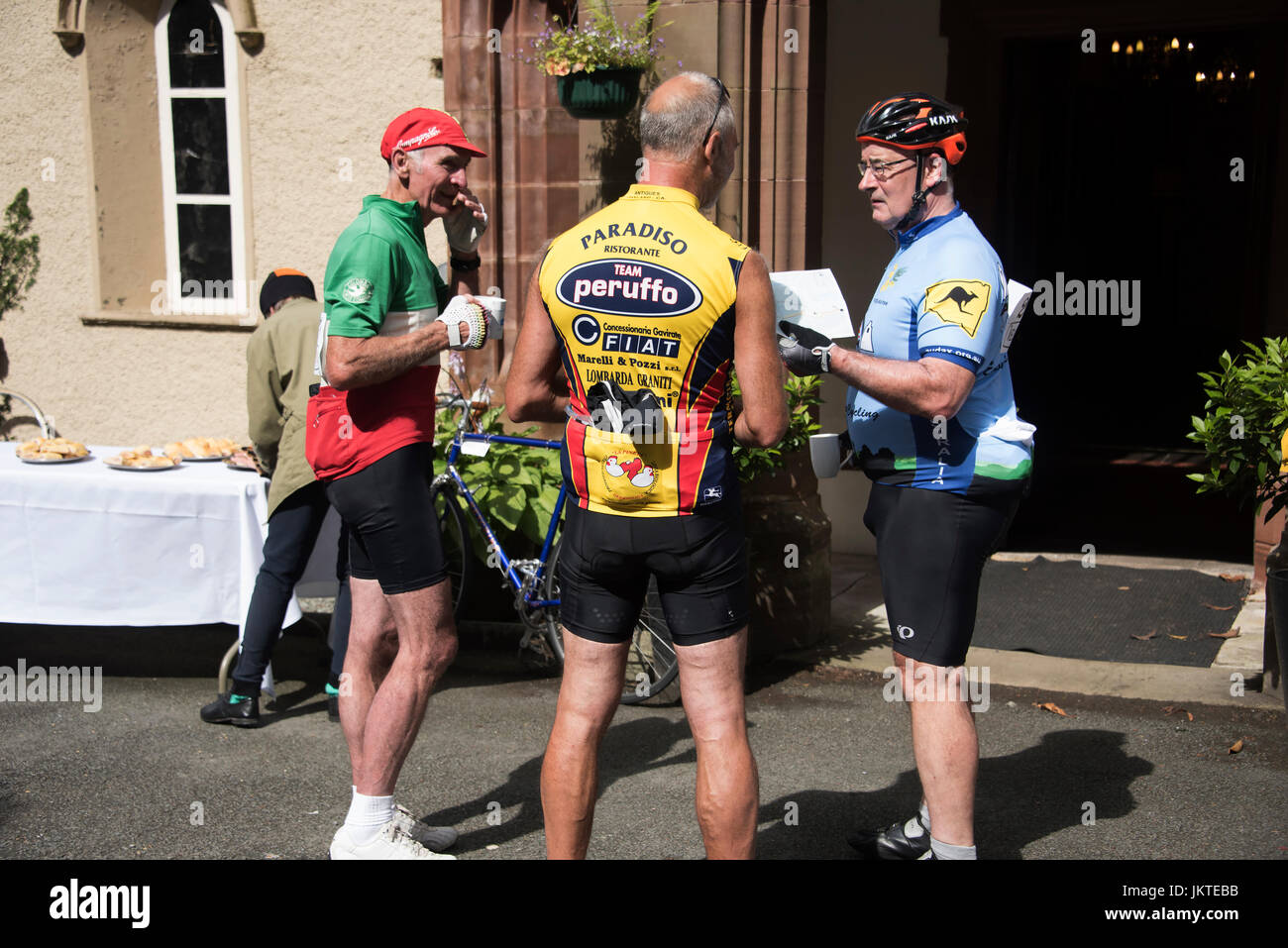 Vintage Radsport-Event in Cumbria, Sitz in Ulverston. Stockfoto