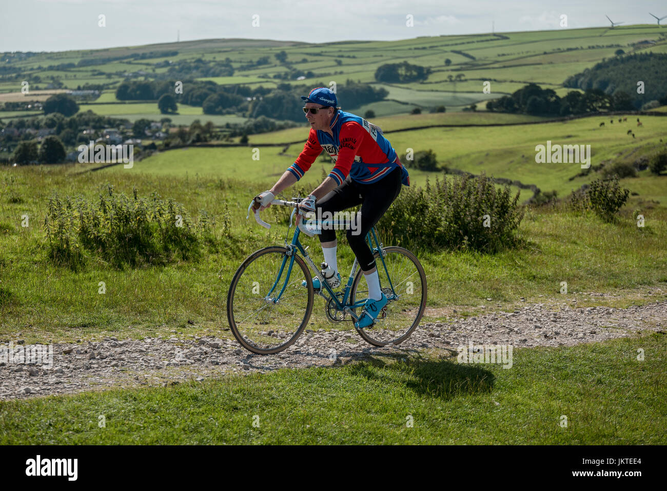 Vintage Radsport-Event in Cumbria, Sitz in Ulverston. Stockfoto