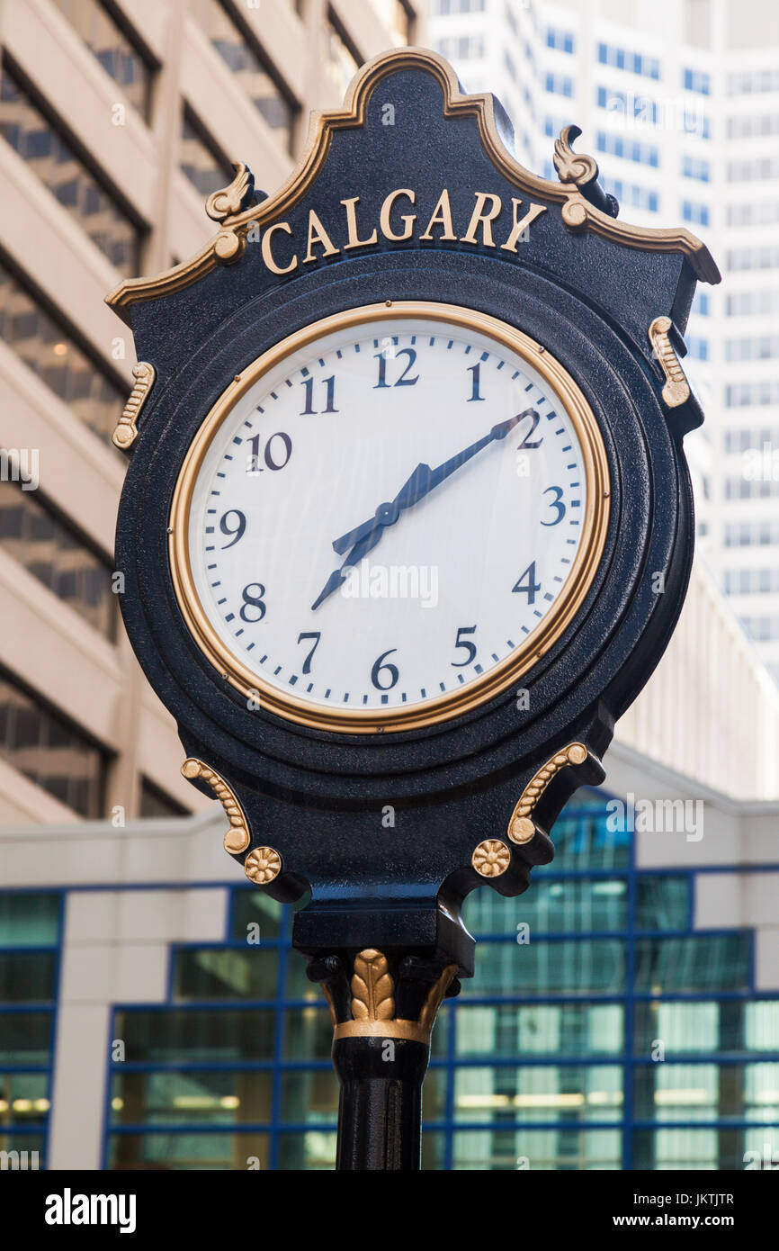 Alte Straße Uhr in Calgary. Calgary, Alberta, Kanada. Stockfoto