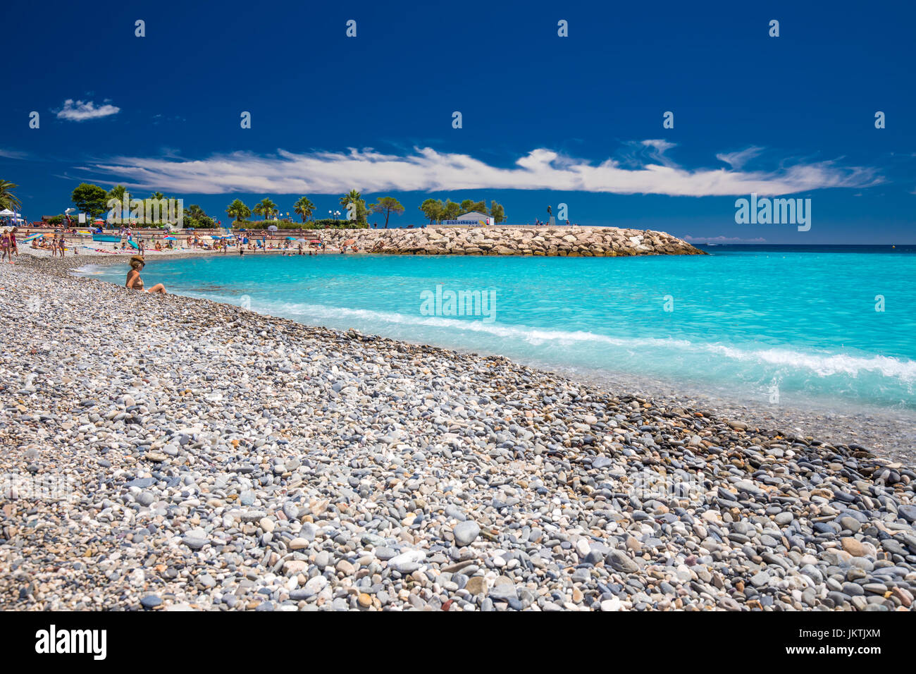 MENTON, Frankreich - Côte Juli 2017 - Menton Stadt mit Küstenpromenade,, Mittelmeer, d ' Azur, Frankreich, Europa. Stockfoto