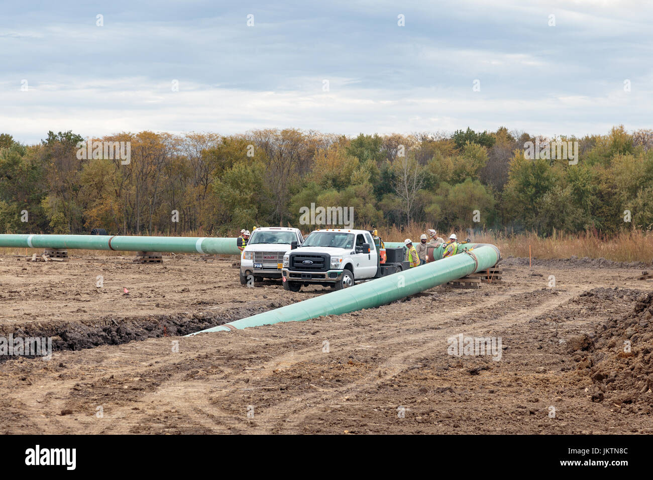 Bau der Dakota-Zugang-Pipeline in der Nähe von Batavia, Iowa. Stockfoto