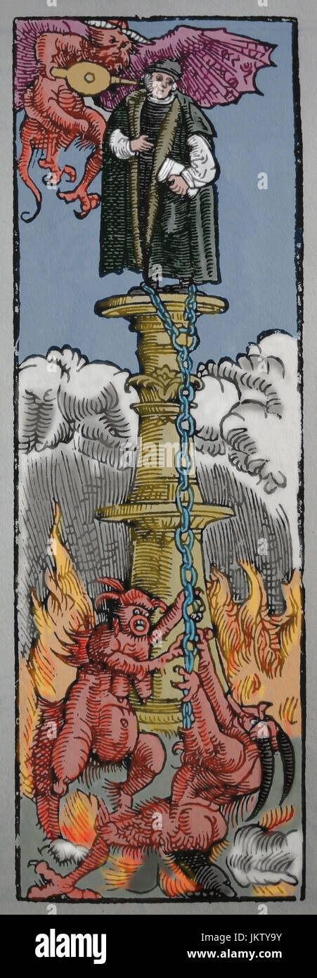 Die Spalte der Ketzerei. Anti-lutherischen Broschüre. 1526. Deutschland. Catalogus Haereticorum Omnium Pene. Stockfoto