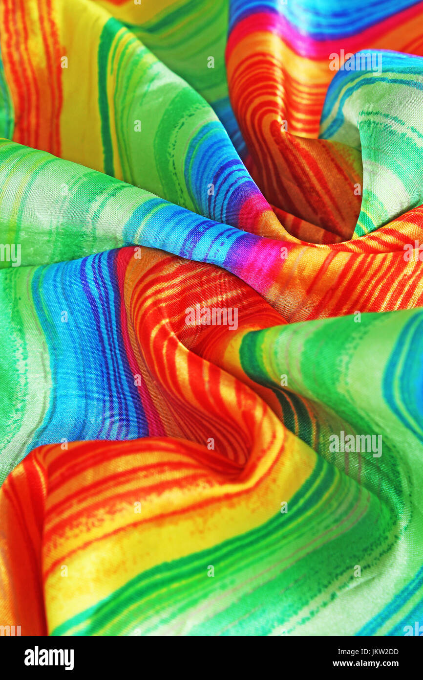 Regenbogenfahne Stoff Seide Schal Homosexuell Symbol. Stockfoto