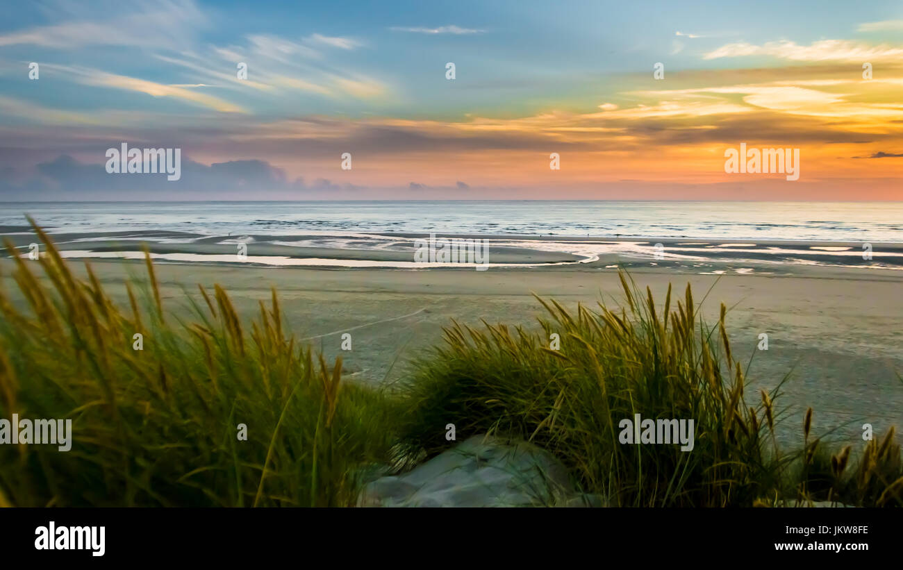 Sonnenuntergang in Le Touquet, Frankreich Stockfoto