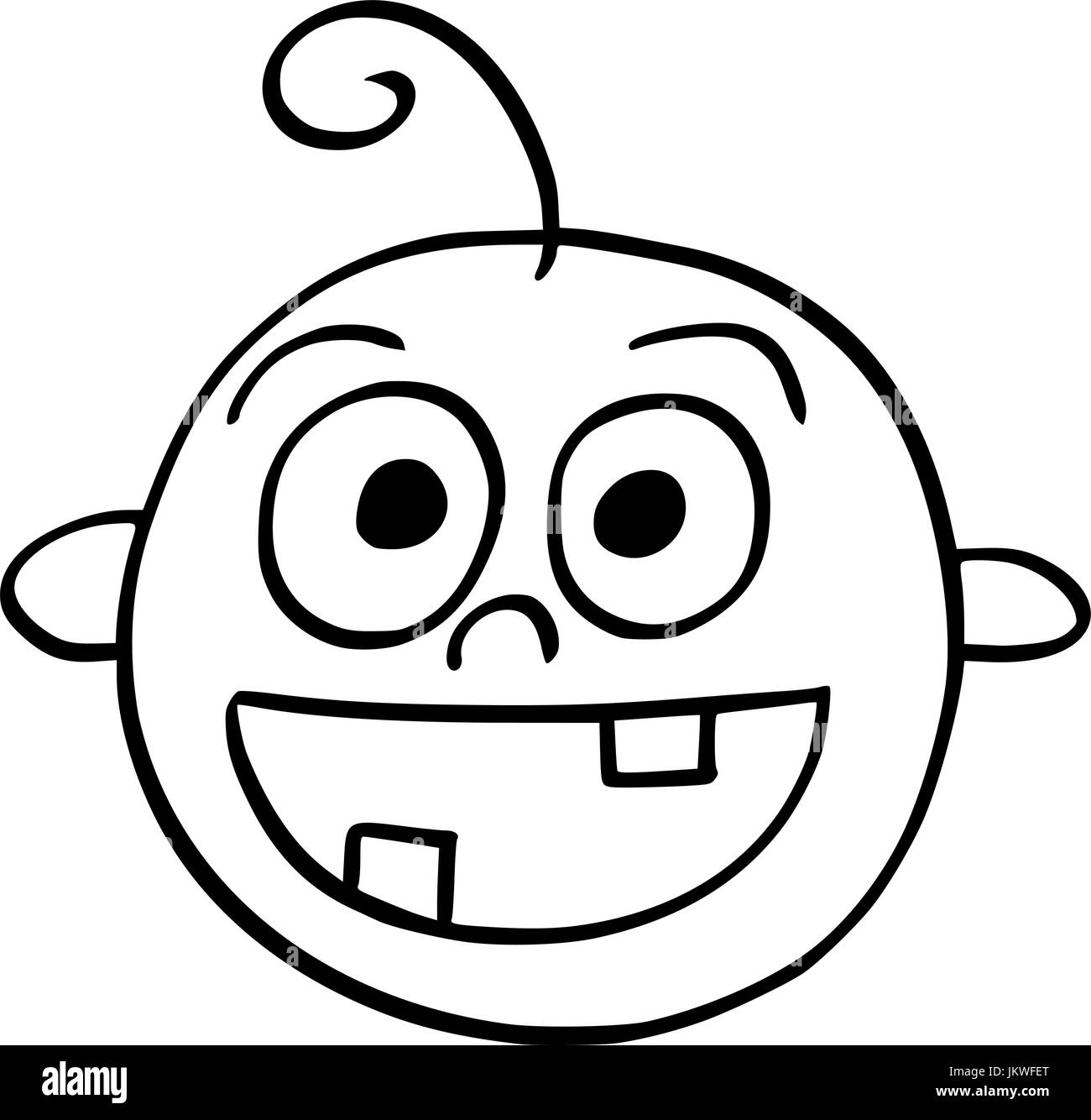 Handzeichnung Cartoon-Vektor-Illustration von glücklich lächelnden Baby-Gesicht. Stock Vektor