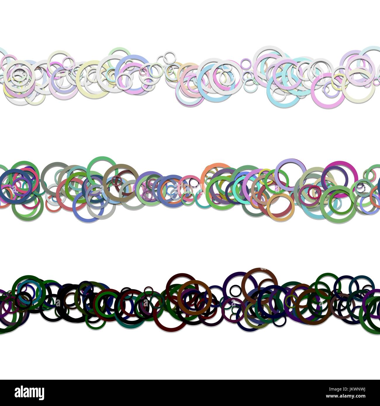 Abstrakt Kreis Muster Text Trennwand Linie Designset von farbigen Ringen - wiederholbare Vektor-grafische Elemente Stock Vektor