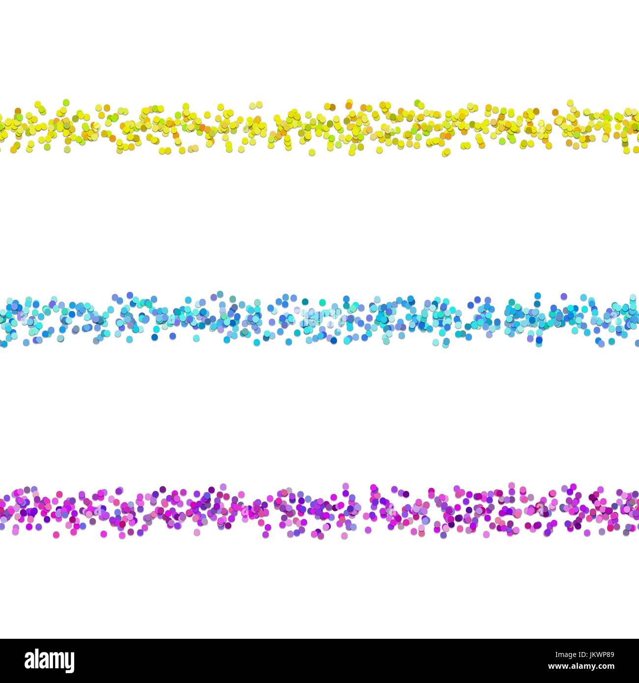 Nahtlose chaotischen Dot Muster Text Separator Linie Designset - Vektor-Design-Elemente aus farbigen Kreise Stock Vektor