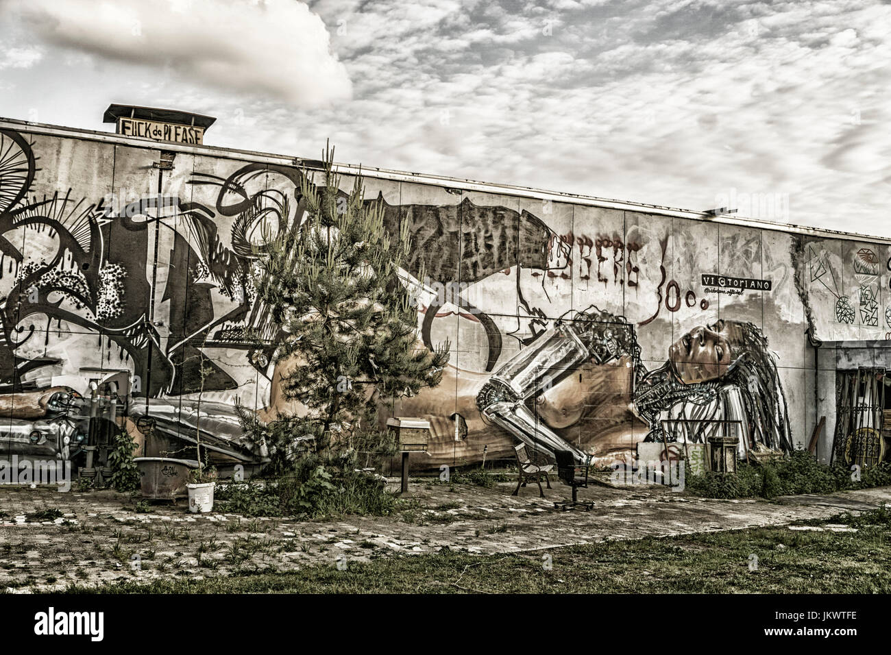 Teufelsberg, ehemalige monitoring-System der US-Armee, verlassene Gebäude, Graffiti, Berlin, Deutschland Stockfoto
