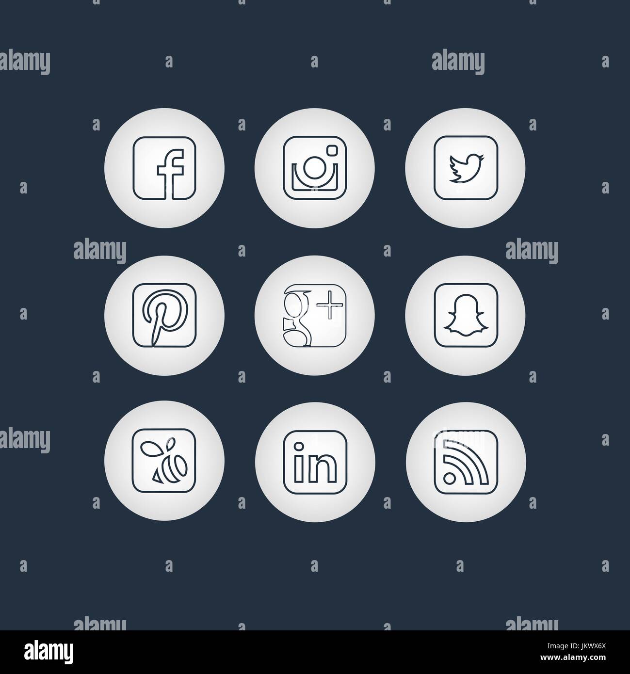 Goldene soziales Netzwerk Icons mit schwarzem Hintergrund Stockfoto