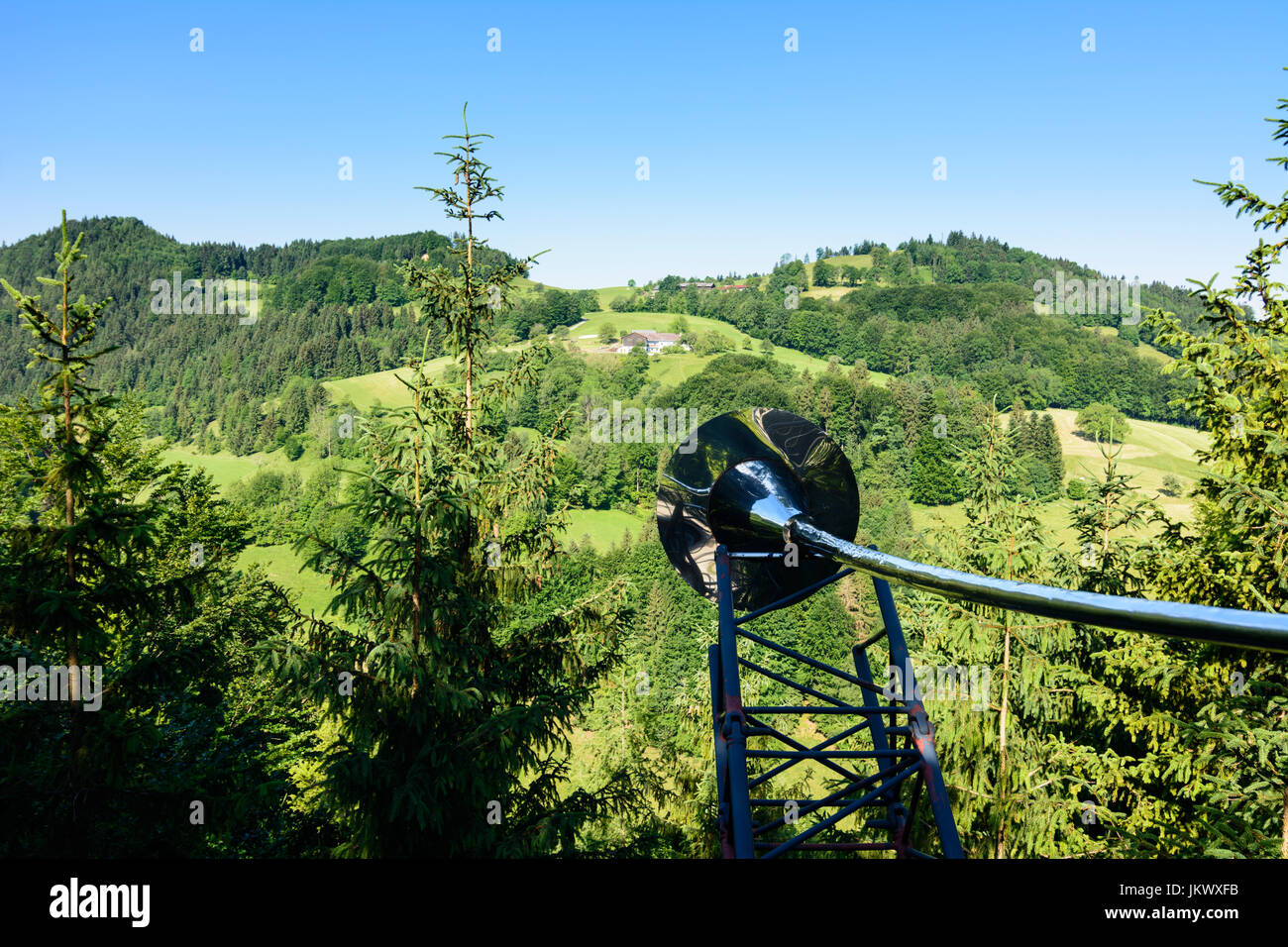 Trompete Kunstwerk Reinsberg Schloss, Bauernhaus, Bauernhof, Reinsberg, Mostviertel, Niederösterreich, Niederösterreich, Österreich Stockfoto