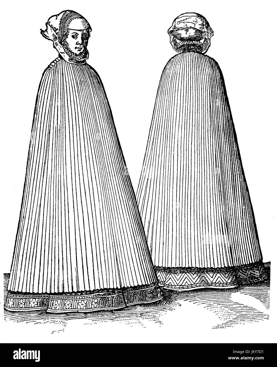 Digital verbessert:, die Kleidung von schwangeren Frauen kurz vor der Geburt, Kostüm-Bild von Jost Ammann Kostüm Buch, Publikation aus dem Jahr 1882 Stockfoto