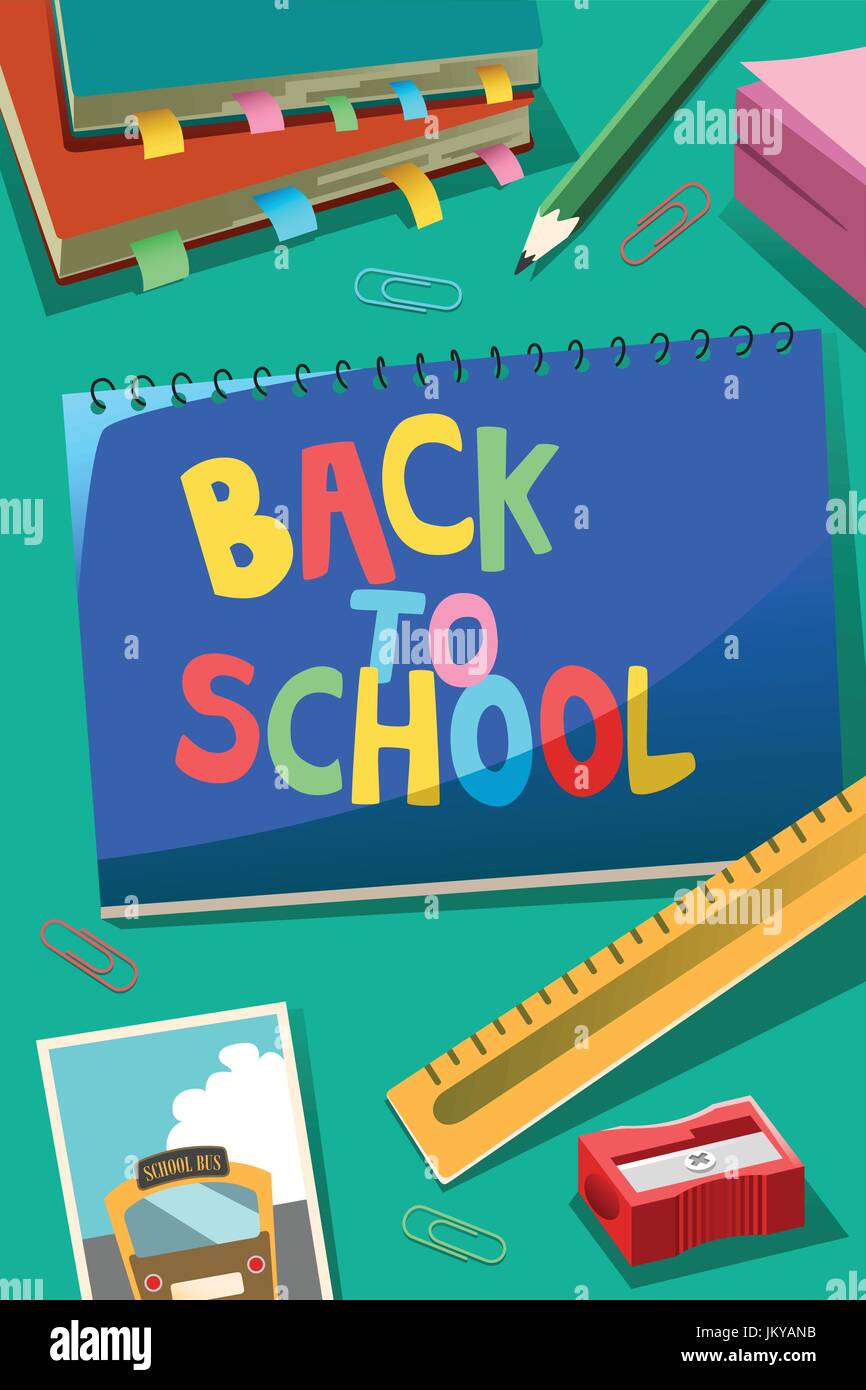 Eine Vektor-Illustration von Back to School-Poster Stock Vektor