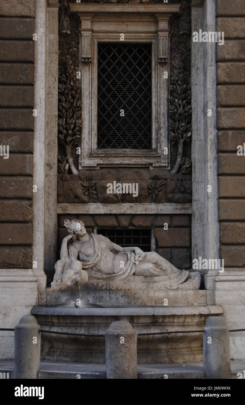 Die Quattro Fontane (die vier Brunnen).1588-1593. Goddes Diana, das Symbol der Keuschheit von Pietro da Cortona (1596 – 1669). Rom, Italien. Stockfoto