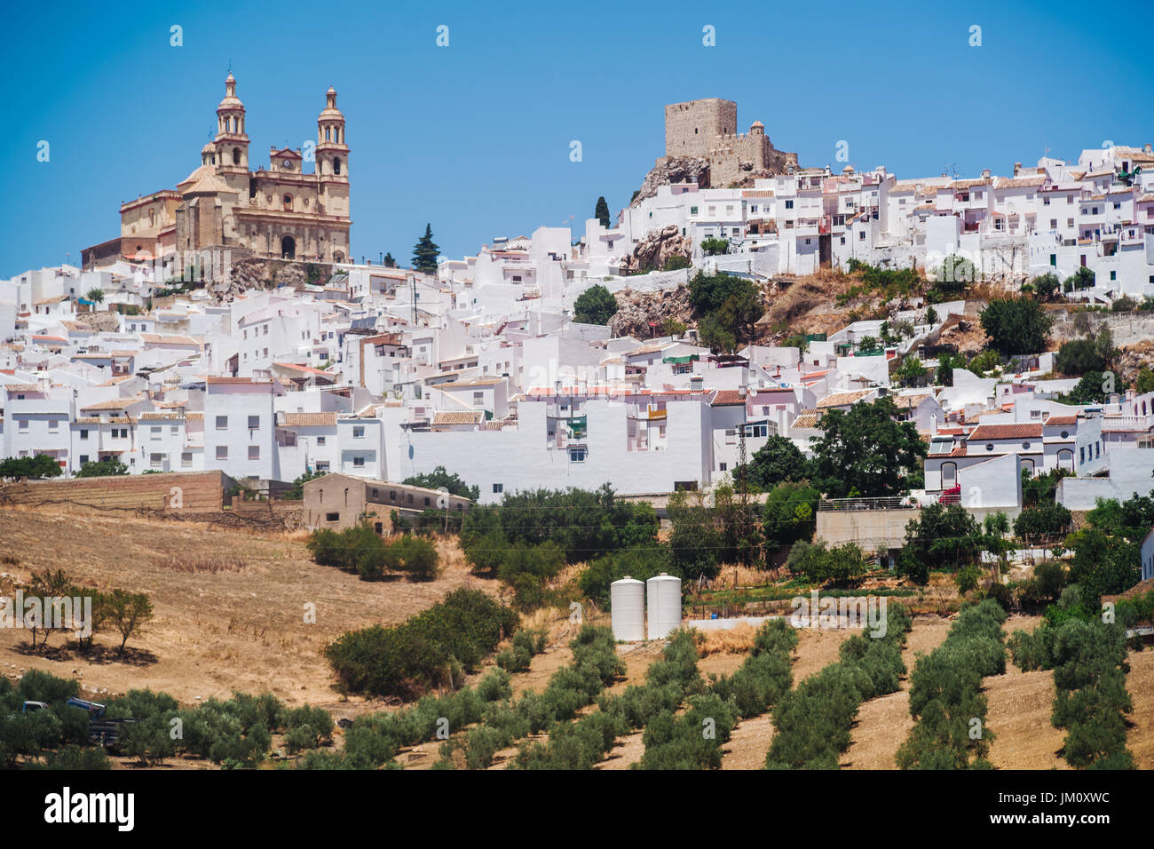 Die wunderbare weiße Dorf von Olvera in Andalusien Stockfoto