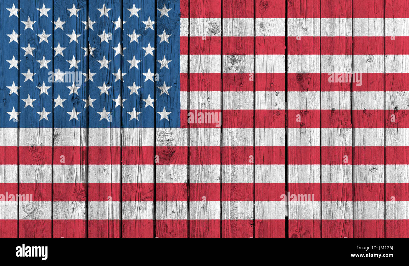Amerikanische Flagge auf alte verwitterte Holz Hintergrund Stockfoto