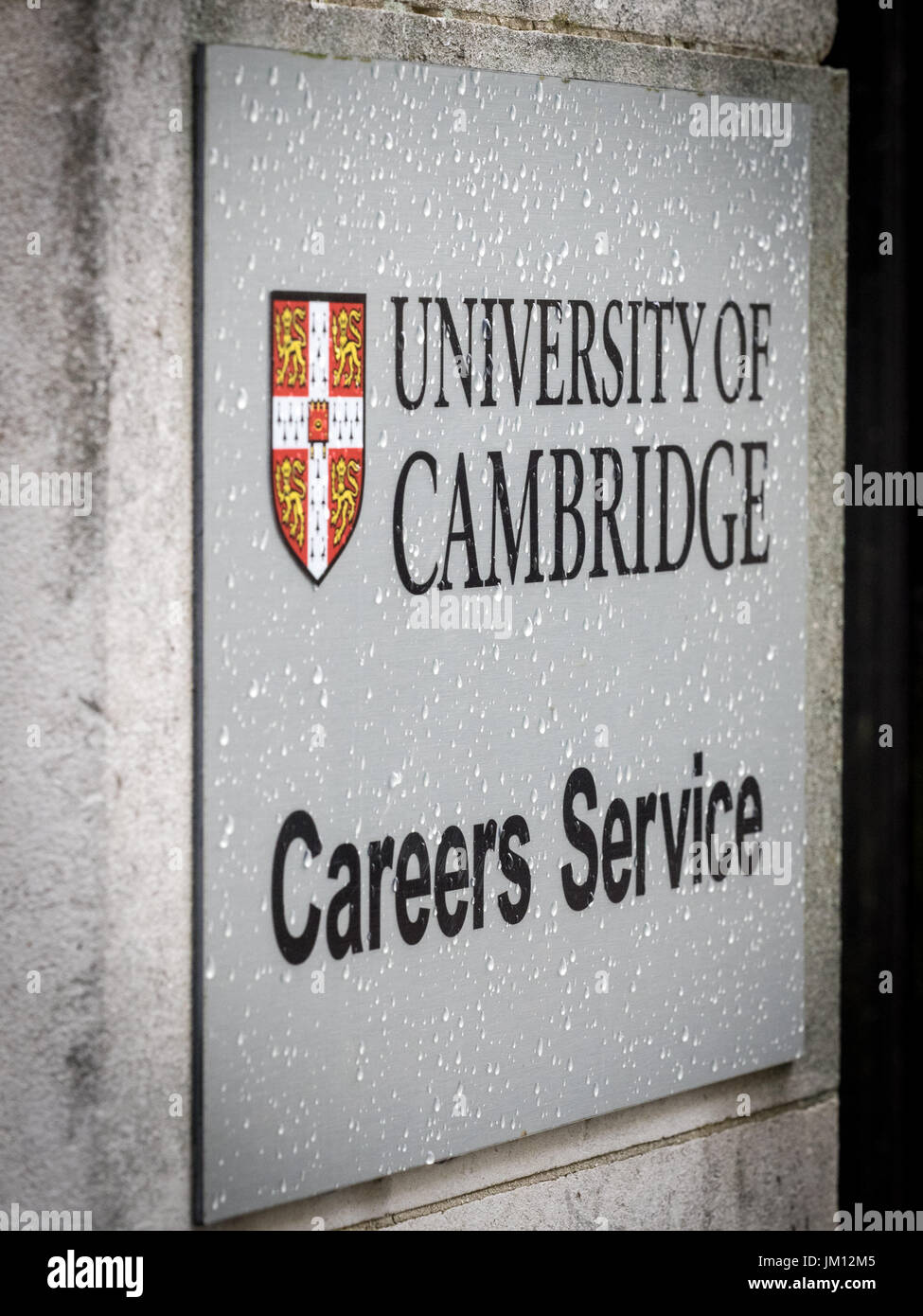 Uni-Karriere-Service - Zeichen außerhalb der Cambridge Universität Karriere Servicebüros in zentralen Camrbidge, UK Stockfoto