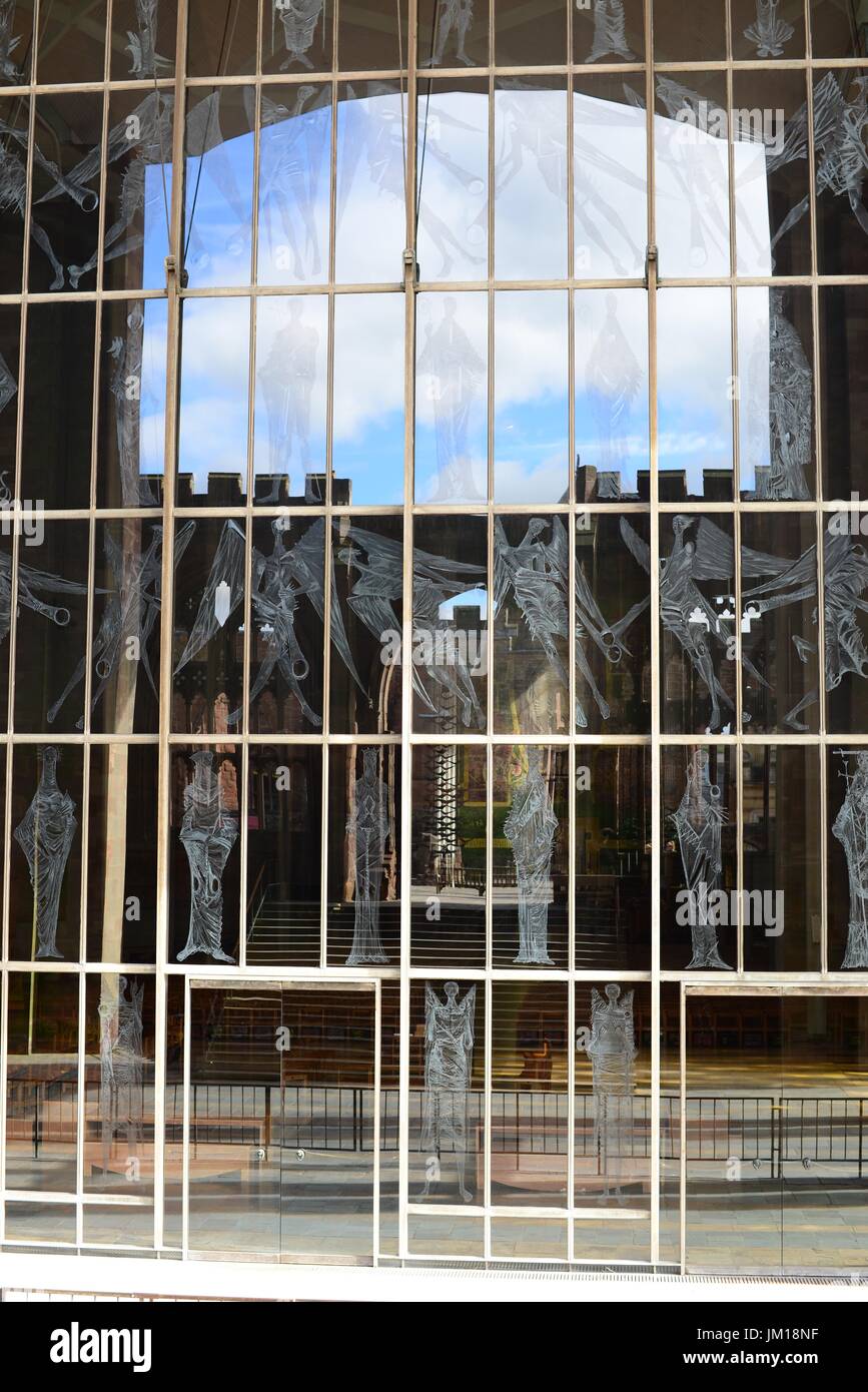 Coventry Kathedrale Fenster gestochen von John Hutton Stockfoto