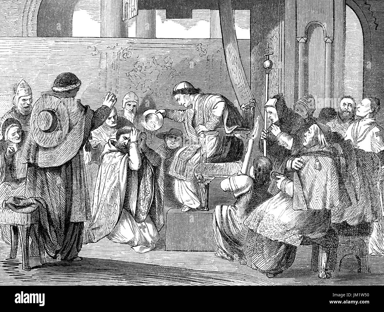 Papst Bonifatius VIII. am Aschermittwoch Stockfoto